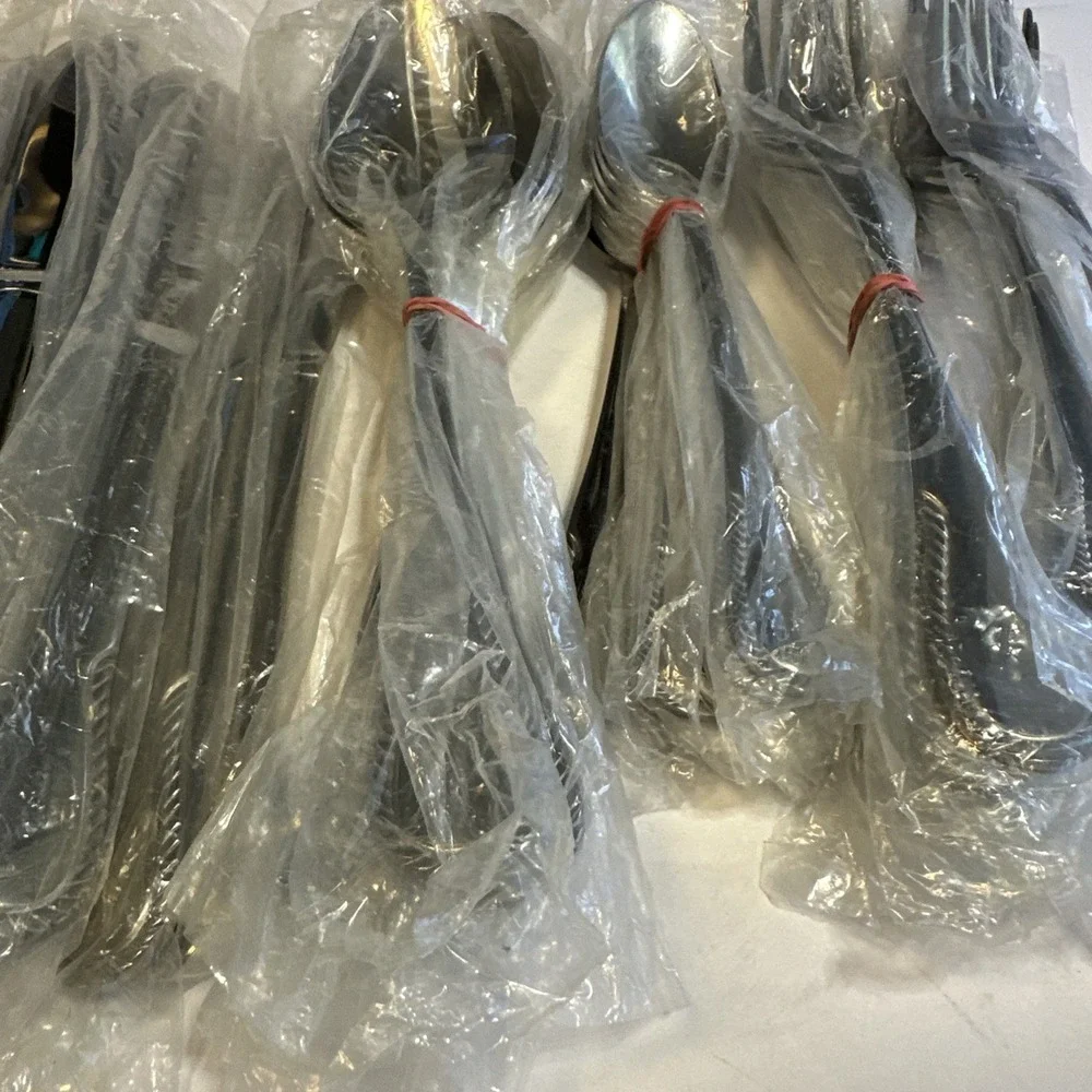 41 Pc Assorted Lot Of Stainless China With Rope Edge Design Most Are In Bags